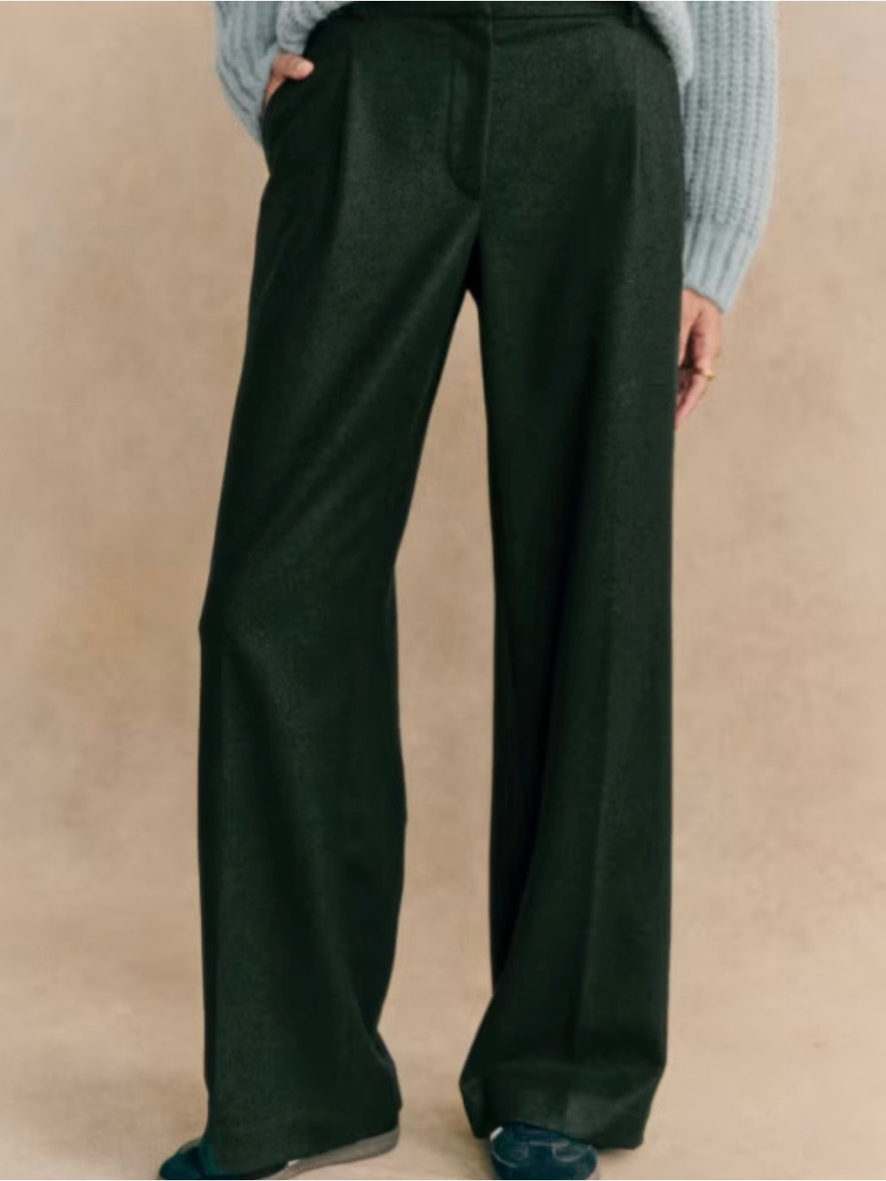 Sezane Rodriguo Trousers Bottle Green Sz 44